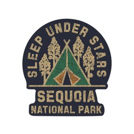 Die Cut Sticker Sequoia National Park, Sleep Under The Stars, Contour Vinyl Sticker 1 to 3 inches (Waterproof Decal for Cars, Water Bottles, Laptops, Coolers), Small