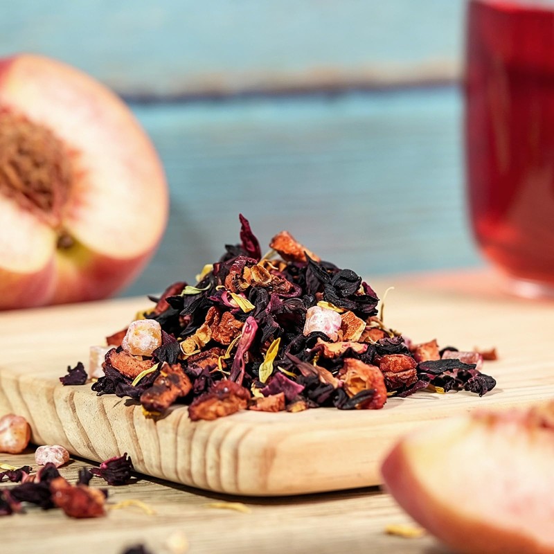 Teavivre Sweet Peach Hibiscus Fruit Tea, Caffeine Free Loose Leaf