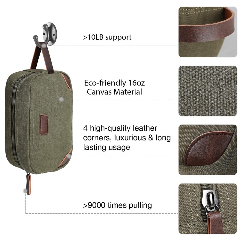 Men's Travel Toiletry Organizer Bag Canvas Shaving Dopp Kit TSA
