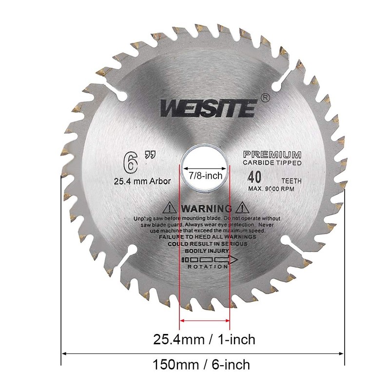 uxcell 6" Circular Saw Blade, 40T 1" Arbor with 7/8"
