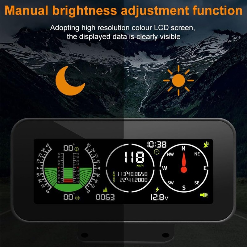 OBEST Car Head Up Display,GPS Speedometer,Inclinometer for Off-Road Driving,Color High-Definition