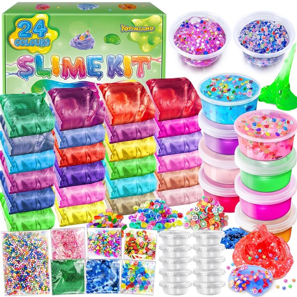 24 Pack DIY Slime Kit, Slime Making Kit for Girls