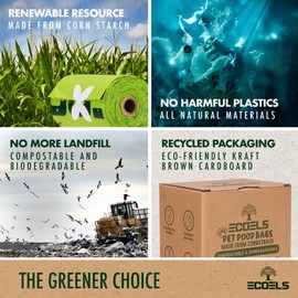 ECOELS 360 Dog Poo Bags 100% Compostable & Biodegradable Dog Poop Bags Extra Large, Strong & Leakproof Poop Bags Cornstarch-Made Certified OK COMPOST HOME US-ASTM D6400 EN13432 Unscented Poo Bags Dogs