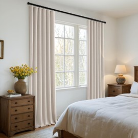 MIULEE 100% Blackout Curtains 96 Inch Long 2 Panels Set for Bedroom, Thick Faux Linen Black Out Curtain Room Darkening Back Tab Pleat Floor to Ceiling Window Drapes with Hooks for Living Room, Beige