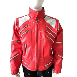 MJ Jackson Beat It Red Jacket Children Kids Jacket Costumes for Perfromance Party Imitate Birthday (7T)