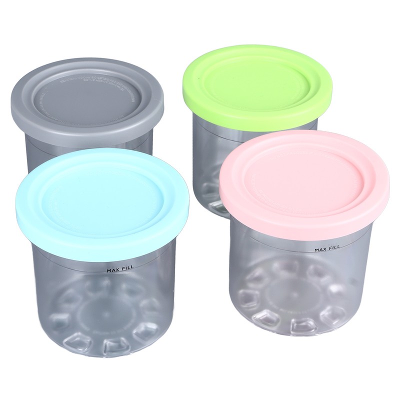 4Pcs Ice Cream Pints Containers and Lids Large Capacity Round