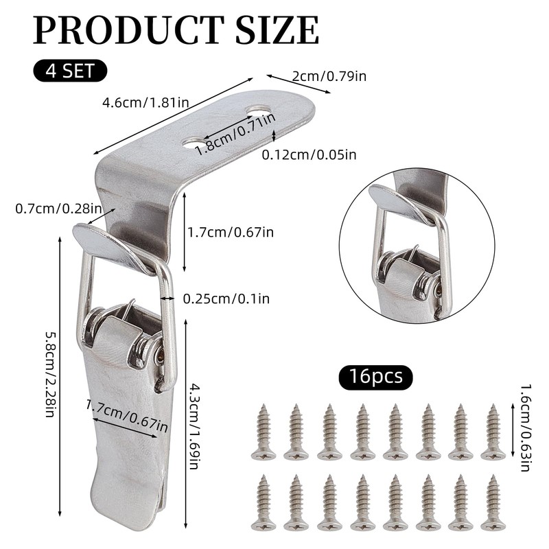 NICENEEDED 4 PCS 90 Degree Tool Box Hood Locks Latches