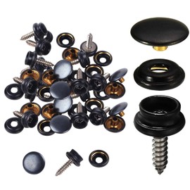 Trimming Shop 15mm Black Screw Press Studs 3 Part Snap Fasteners for Boat Cover, Marine Grade, Awning, Canvas, Fabric, Wood, Furniture, DIY, Leathercrafts, 10pcs