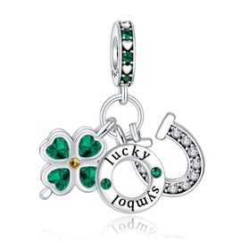 Amieween 925 Sterling Silver Charm Bead Lucky Clover Pendant Compatible With Women'S Bracelets, Necklaces, Birthday Gifts