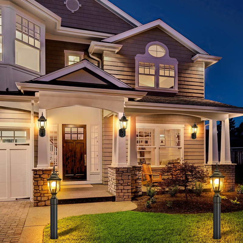 Lamomo Dusk to Dawn Outdoor Post Lights, Waterproof Aluminum Lamp