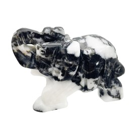 Ladeukoi Hand Carved Black White Zebra Jasper Stone Elephant Statue, Healing Crystal Animal Figurine Carfts Collectible Decor 2 Inches