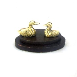 Ducks On Wooden Base Office Paper Weight, 3.5"