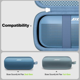 ProCase Hard Travel Case for Bose SoundLink Flex 2nd Gen & 1st Generation Speaker, Portable Protective Storage Carrying Bag for Wireless Speaker and Cable Charger Accessories with Mesh Pocket -Blue