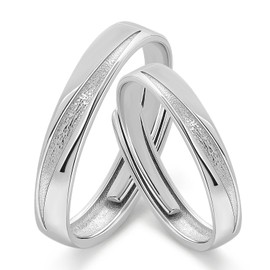 Meissa 925 Sterling Silber Paar-Ringe für Damen und Herren Verlobung Hochzeit Verstellbare Bandringe Jubiläumsringe, Set aus zwei Ringen