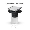 6 Inch Square Shower Drain with 2-in-1 Tile Insert Grate