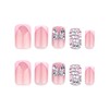 Pink French Tip Press on Nails Short False Nails Square