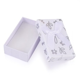 Boutigem 12 Pack White Small Gift Jewelry Boxes Cardboard Paper Gift Boxes Flower Pattern Rectangle Gift Cases Earring Boxes Bracelet Boxes Necklace Pendant Boxes Ring Boxes for Festival Gift Packing