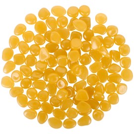 100 PCS Glow in The Dark Garden Pebbles Stones Rocks, EVERMARKET Glowing Rocks for Yard and Walkways Decor, DIY Decorative Luminous Stones in Orange