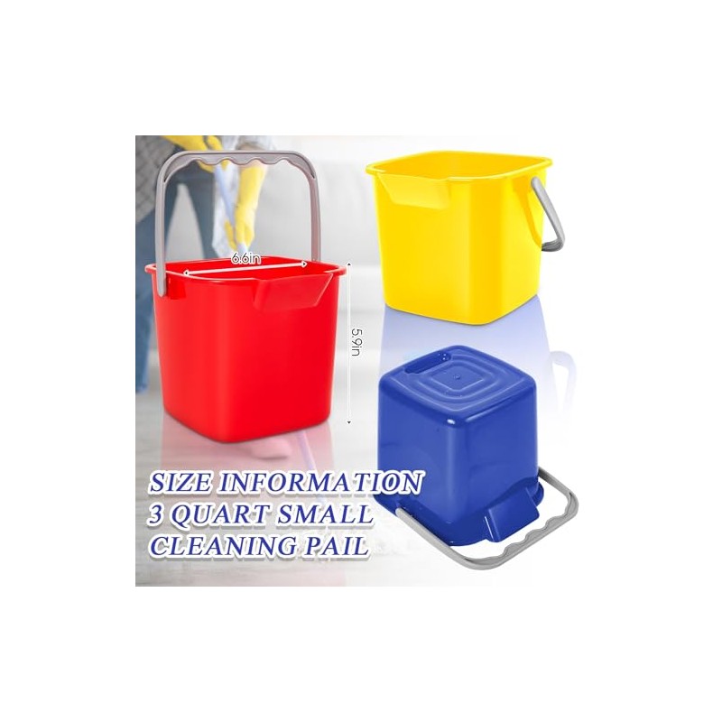 Irenare 16 Pcs Sanitizing Bucket 3 Quart Cleaning Pail Small