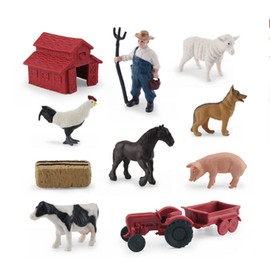 OUKEYI Animal Figurines, 10Pcs Farm Animals Figurines Toys,Big Animal Toys, Realistic Plastic Animals Playset, Educational Learning Toy Set for Kids Toddlers
