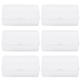 YOFAPA 6 PCS Hair Tie Organizer, Transparent Mini Storage Box, Rectangle Clear Plastic Storage Container, Portable Small Items Holder with Lid for Home, Offices, Business Trips, Travels