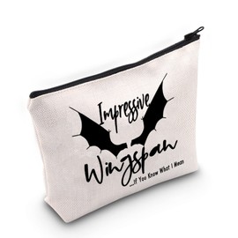Sarah J Maas Gift Impressive Wingspan Makeup Bag A Court of Thorns and Roses Cosmetic Bag Throne of Glass Fan Gift Zipper Travel Bag (Impressive Wingspan White)