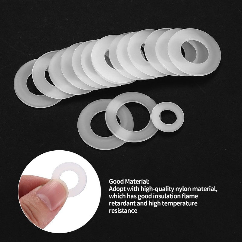 810 Nylon Washers Plastic Washers White Flat Washers Set, Nylon
