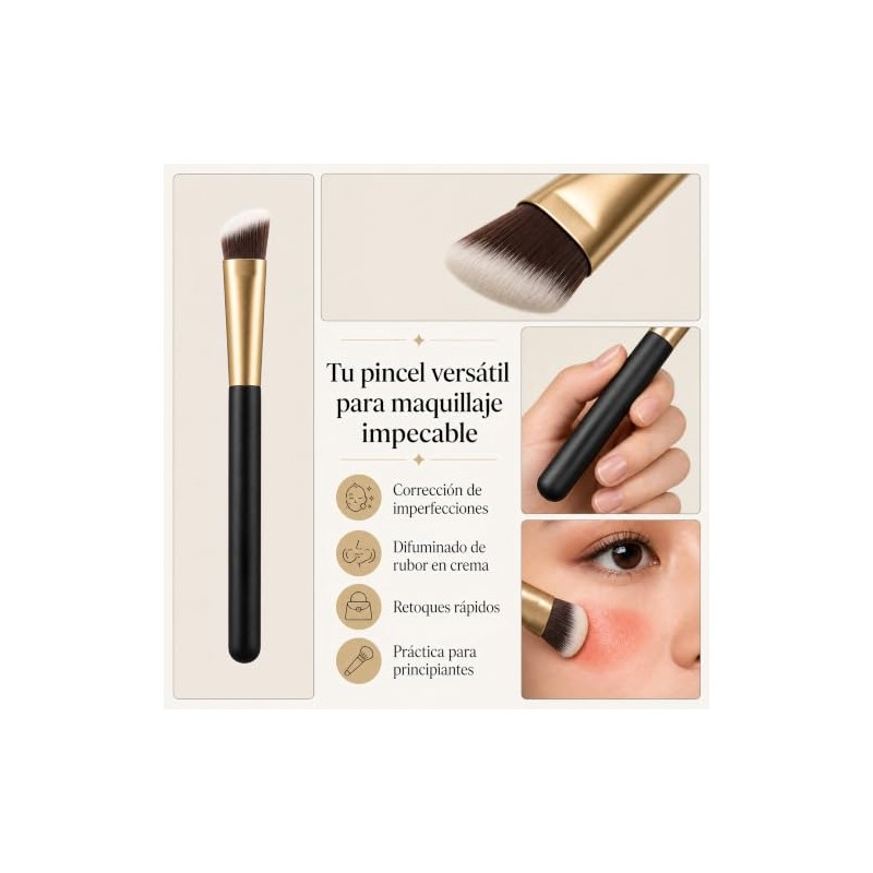 Pincel Corrector Profesional Cosmético de Cerdas Suaves para Aplicación Precisa