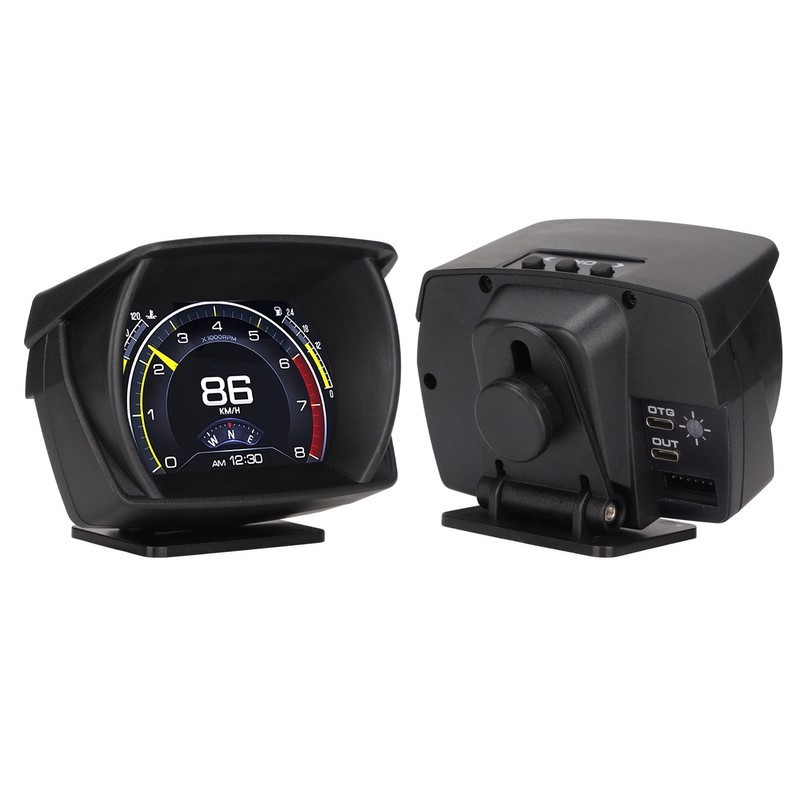 Black Vehicle HUD Display Multifunction OBD HUD Gauge 9 Alarm