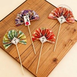 siawadeky Fan, Mizuhi Picks, Spring Year's Decoration, Flower Picks, 4 Types, Set of 4, New Year Picks Decoration, Flower Materials, Handicrafts, Japanese Accessories, DIY Material, Handmade