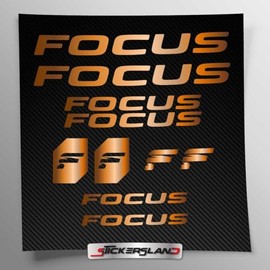 Sticker Kit Compatible with Focus MTB Mountain Bike Frame and Helmet | Decals Sticker Decal Bike Logos | Stickersland® (Copper/Shiny Bronze Metallic)