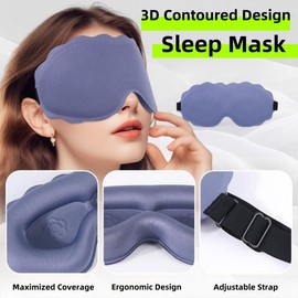 NQQNQQ H-LO Adjustable 3D Contoured Sleep Mask, Ultra Soft Memory Foam Eye Mask with 360° Light Blocking, No Pressure on Eyes, Ideal for Travel, Airplane, Napping & Meditation. (Mauve)
