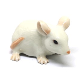 ZOOCRAFT Ceramic Mouse Rat Figurine White Animal Hand Painted Porcelain Collectible Home Decor