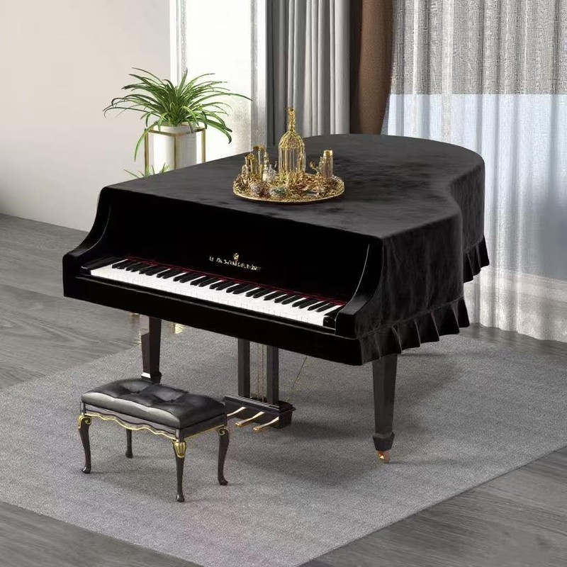 Kaieyres Grand Piano Cover, Velvet Piano Cover Decorative Full black