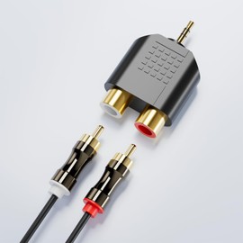 BERLAT 3.5MM to RCA Splitter Adapter, Gold Plated 3.5 mm TRS to Dual RCA Female Jack Y Plug Audio Converter - 4 Pack