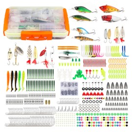 1000pcs Fishing Tackle Kit - Complete Mixed Bait Set with Crankbaits, Spinnerbaits, Soft Worms, Jigs, Hooks, Sinkers & Tackle Box - Ideal for Freshwater & Saltwater Fishing, for Men