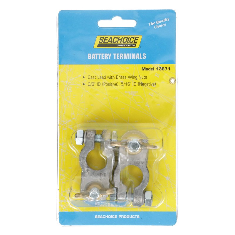 Seachoice Boat Battery Terminal Set w/ Wing Nuts, Includes Positive