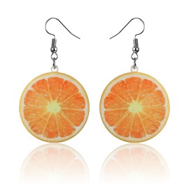 1 Pair of Earrings Orange, Orange Earrings Women, Statement Hanging Blood Orange, Hanging Fashion Jewellery for Birthday Party Gift, Women's Orange Earring, Acrylic, No