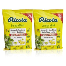 Ricola Sugar Free Lemon Mint Herbal Cough Suppressant Throat Drops, 45ct Bag (Pack of 2)