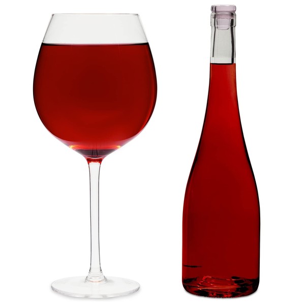Juvale 25oz Oversized Giant Wine Glass with Stem That Holds a Whole Bottle of Wine, Oversized Wine Glass for Champagne, Mimosas, Holiday Parties, Novelty Birthday Gift (750ml)