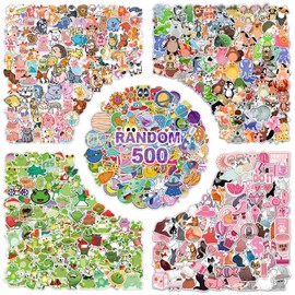 CUTELIILI Cute Waterproof Stickers, Water Bottle Stickers for Kids,Random Stickers Pack 500pcs for Laptop Computer Skateboard Helmets