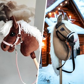 BINYI Hobby Horse Bridle for Horses Accessories Bridle Horse Knit 3 Pairs Reins Pony Set 120 cm Halter for Horse Wooden Horse Lead Rope Long Reins with Carabiner Horse Reins (3 Colours)