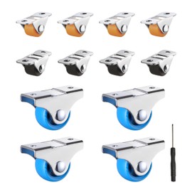 12Pcs Small Caster Wheels with Screwdriver, 2 Sizes 3 Colors Mini Fixed Caster Wheels for Furniture, Replaceable Small Fixed Caster Caster Wheels Set for Drawer Shelves Cabinets Box