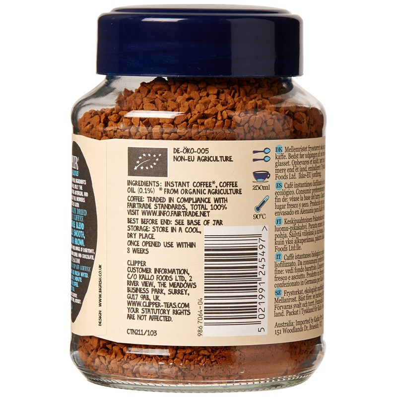 Clipper Fairtrade Medium Roast Organic Arabica Coffee 100 g (Pack