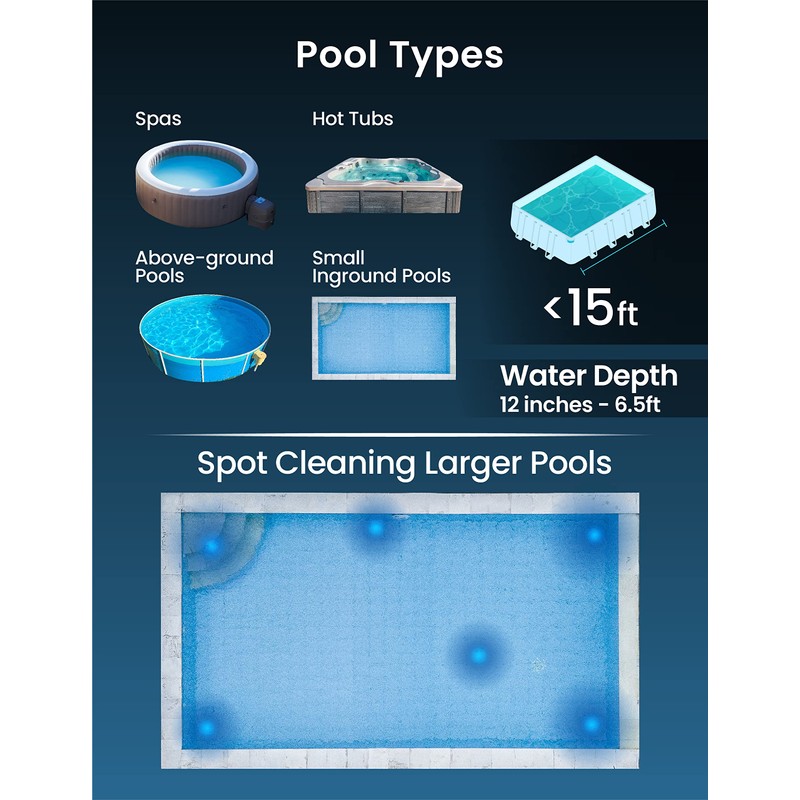 KOKIDO (2025) Rechargeable Handheld Pool Vacuum, Aluminum Pole and 2