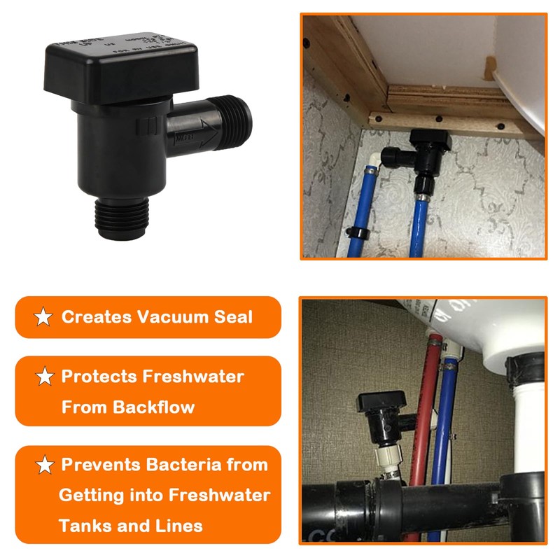RV Vacuum Breaker Check Valve,571-VAC-CHK-A Camper RV Black Tank Check