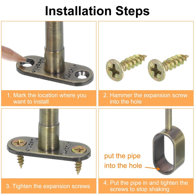 sourcing map 2 Pcs Oval Closet Shelf Bracket Rail, Wardrobe