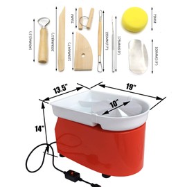 SMT- 350W Electric Pottery Wheel 25cm LCD Touch Screen Display Pottery Forming Machine DIY Clay W/Tool Set [P/N: ET-TOOL023-ORANGE]