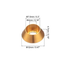 uxcell M4 Cone Cup Countersunk Washers, 20 Pcs Anodized Aluminum Gaskets Cup Head Washer Gasket, Cup Screw Counterbore Gasket for Mechanical Accessories Parts, Gold