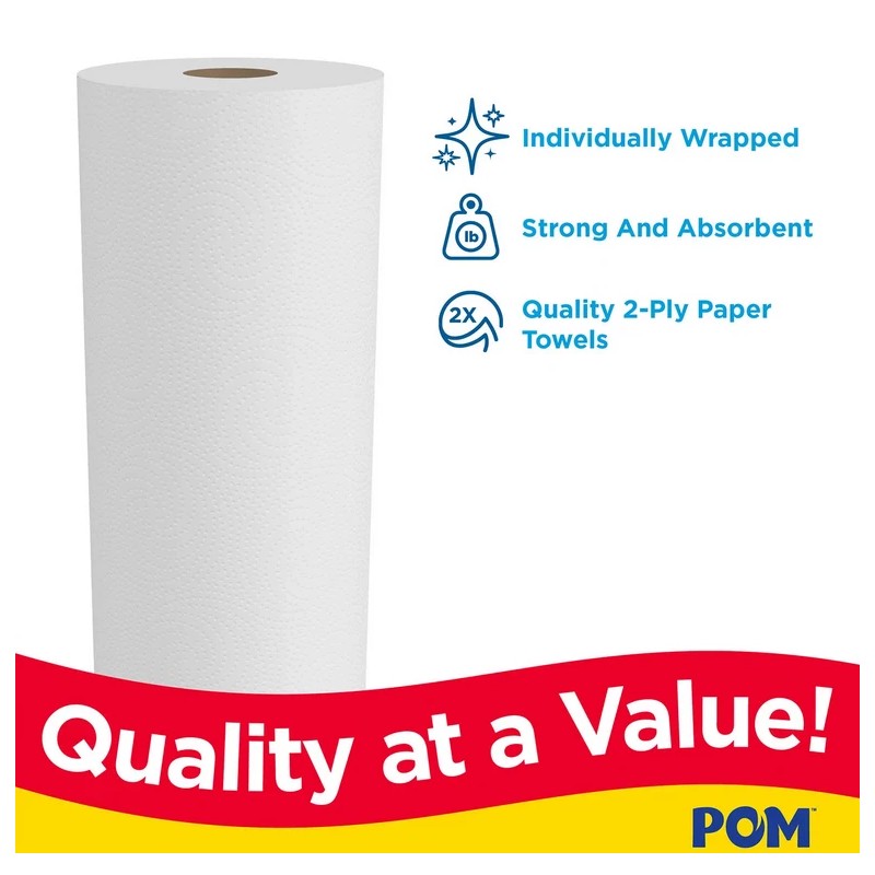 POM Individually Wrapped 2-Ply Paper Towels (110 sheets/roll, 30 rolls)